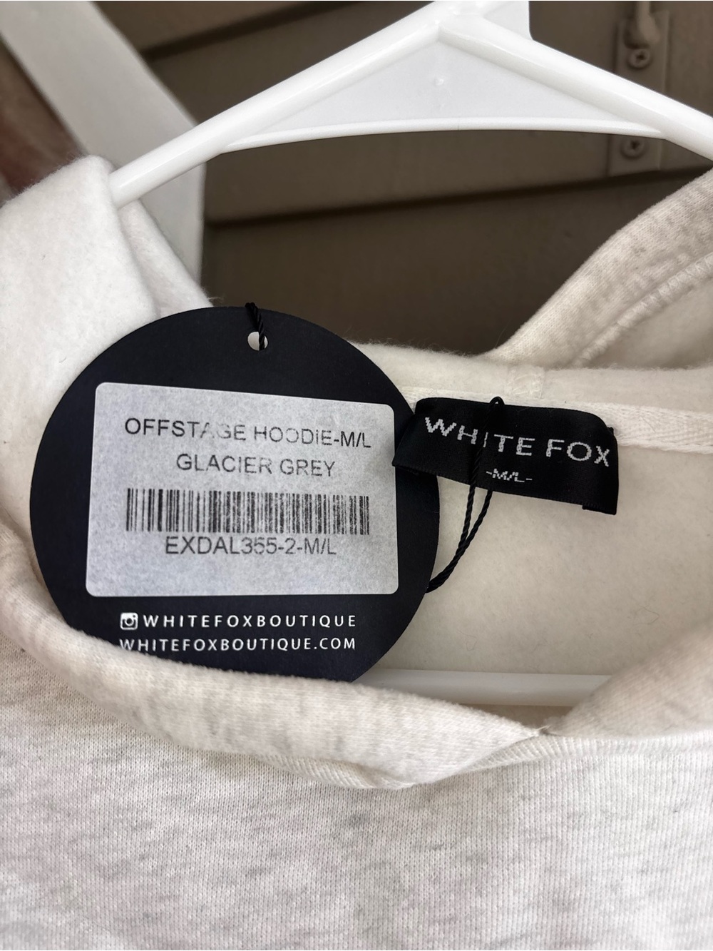 White Fox Vol. 3 Offstage Oversized Hoodie Glacier Grey M/L NWT - Picture 6 of 6